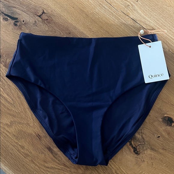 Quince Navy Blue Bikini Set NWT XS Minimalist High Waisted 2 Piece Swim - Picture 6 of 11